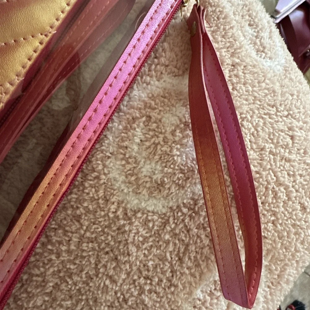 Iridescent Pink Clutch Transparent Sports Stadium Theatre Bag Clear Beach Clutch